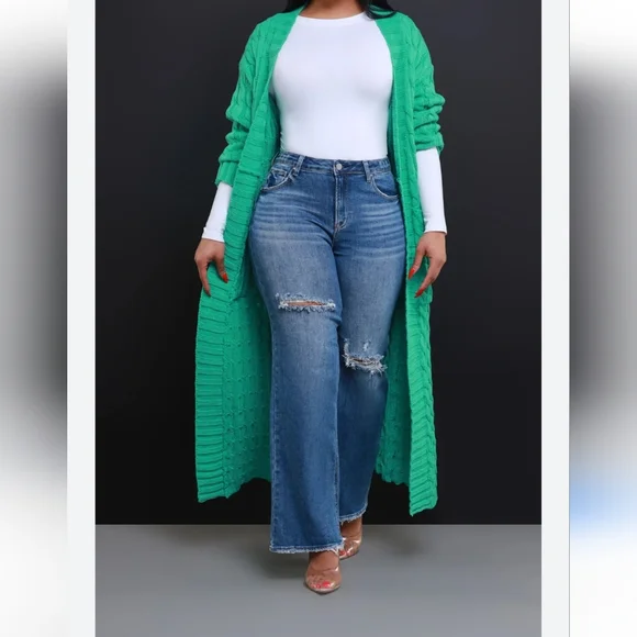 Green Chunky long cardigan - Picture 1 of 4